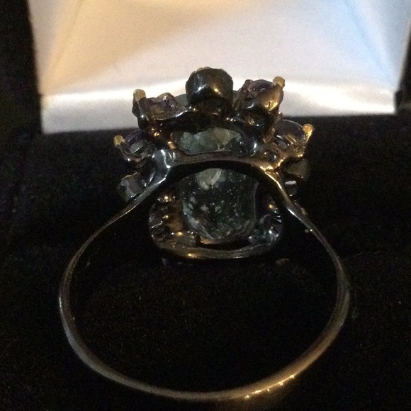 Rare Genuine 16mm by 10mm Aquamarine, Tanzanite & Topaz Ring - Picture 11 of 14